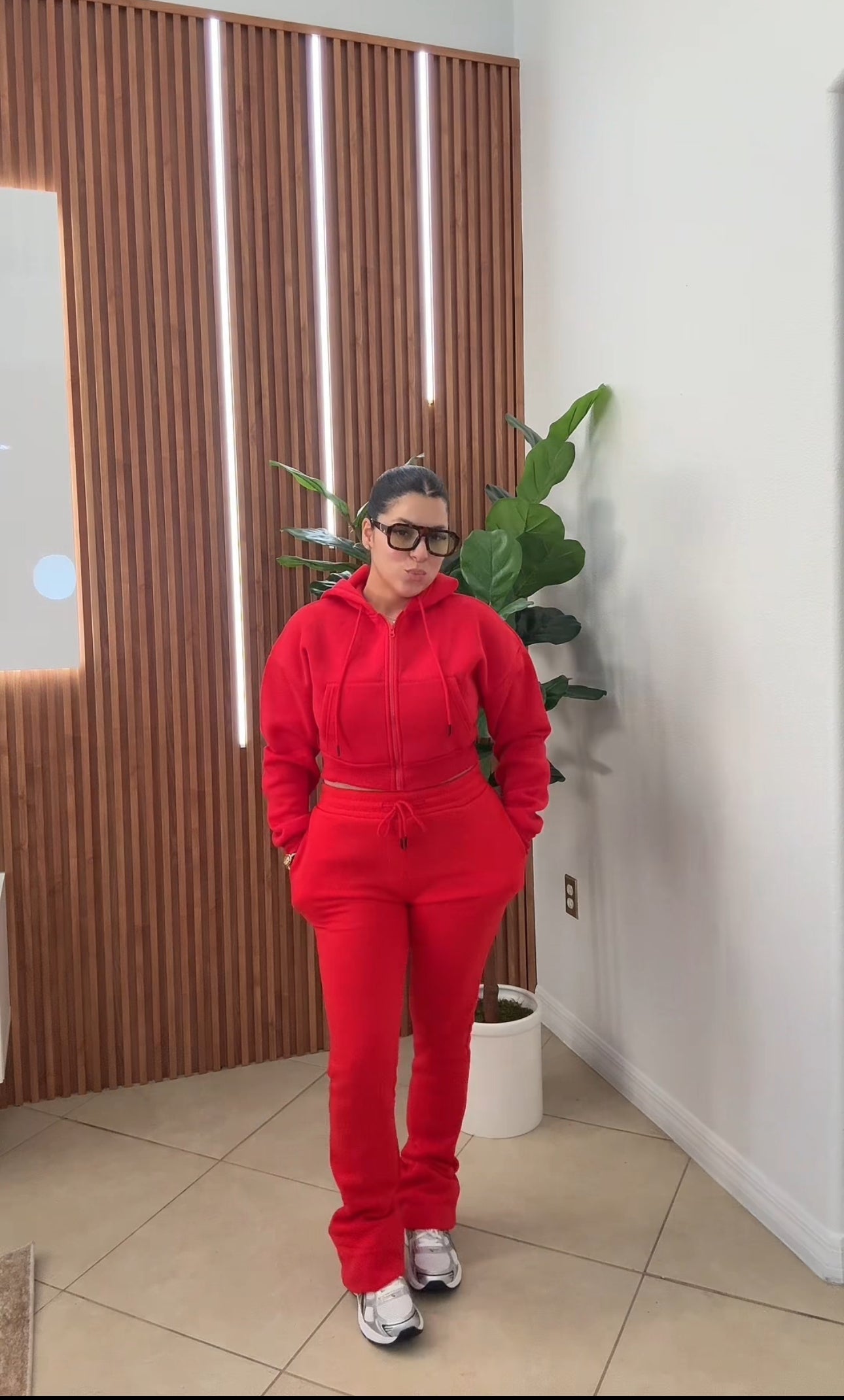 Lady In Red Jogger Set