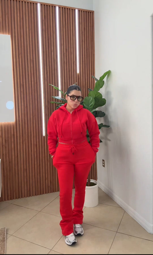 Lady In Red Jogger Set