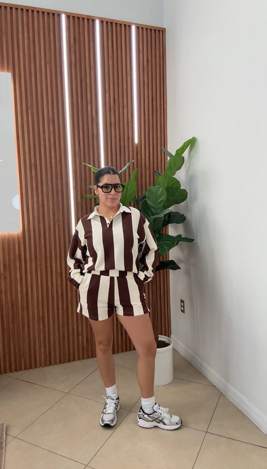 Coffe Break Stripes Short Set